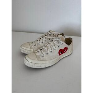 Converse Comme De Garçons Women’s White Low Sneakers Red Heart Size 8